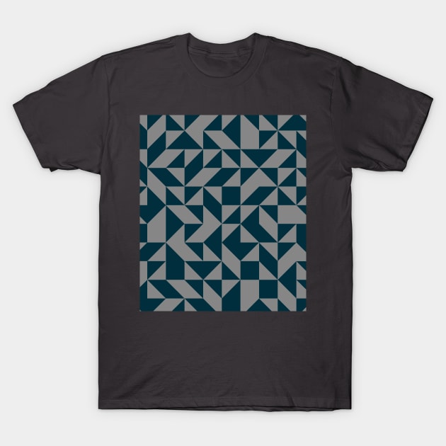 Blue and Grey Geometric Art T-Shirt by OneThreeSix